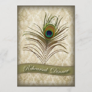  damask pauw Repetitie Diner Uitnodigen Kaart