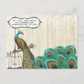 Damask Peacock Birdcage Sla de datum op Aankondigingskaart (Achterkant)