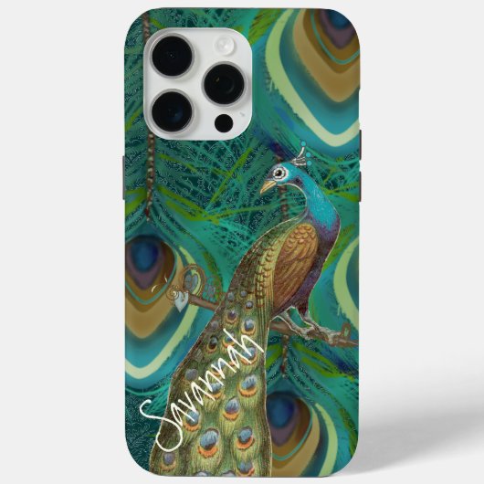  Damask Peacock Blackberry Case-Mate iPhone Case (Achterkant)