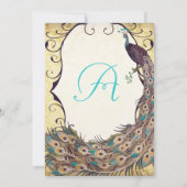 Damask Peacock Elegance Eggplant Gold en Aqua Kaart (Achterkant)
