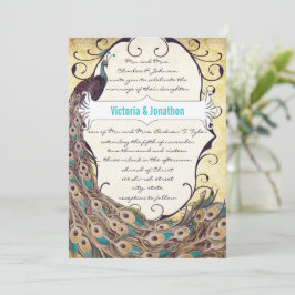 Damask Peacock Elegance Eggplant Gold en Aqua Kaart