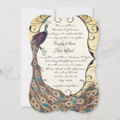 Damask Peacock Elegance Eggplant Gold en Aqua Kaart (Voorkant)