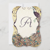 Damask Peacock Elegance Eggplant Gold en Aqua Kaart (Achterkant)