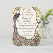 Damask Peacock Elegance Eggplant Gold en Aqua Kaart (Staand voorkant)