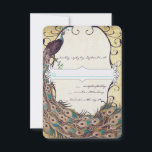 Damask Peacock Elegance Eggplant Gold en Aqua RSVP Kaartje<br><div class="desc">gouddampkapper in Eggplant en Aqua. Shaded Spruce Blauwgroen,  Butter Rum en Tawny Port Elegance</div>