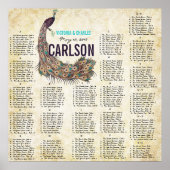 Damask Peacock Elegance Eggplant Gold Seating Char Poster (Voorkant)