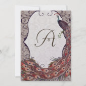 Damask Peacock Elegance Eggplant Red en Blauwgroen Kaart (Achterkant)