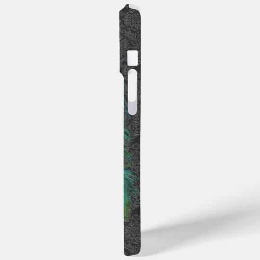Damask Peacock Feather Jouw naam of Quote Case-Mate iPhone Case (Achterkant / Links)