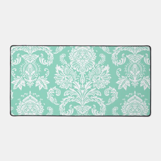 Damask Pearl Aqua Single Color Bureaumat (Voorkant)
