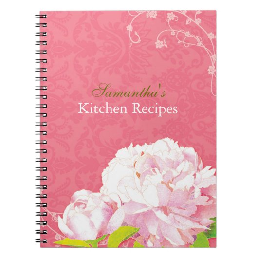 Damask Peony & Swirls Kitchen Recipe Journal Notitieboek (Voorkant)