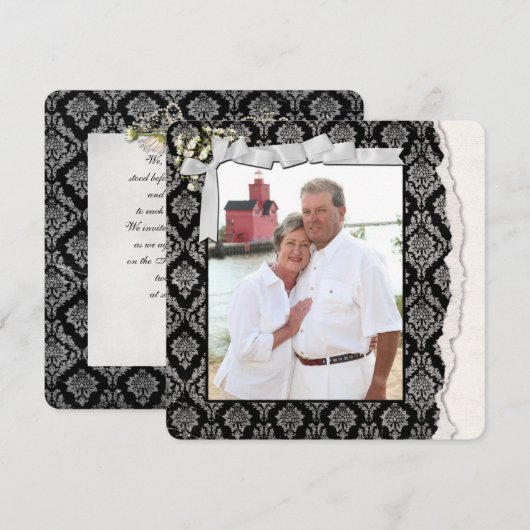 Damask Photo Lijst Vow Renewal Kaart (Voorkant / Achterkant)