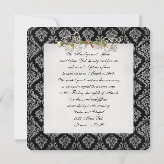 Damask Photo Lijst Vow Renewal Kaart (Achterkant)