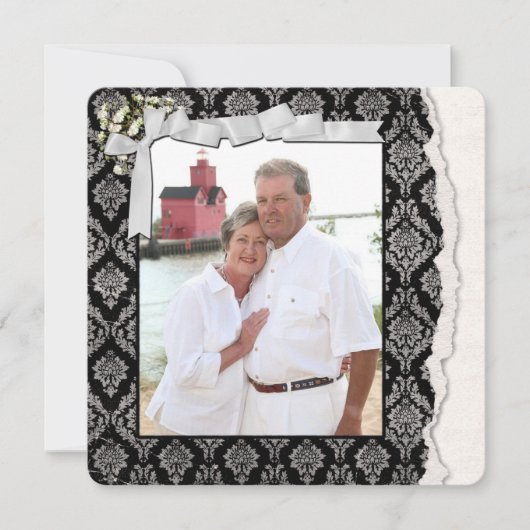Damask Photo Lijst Vow Renewal Kaart (Voorkant)