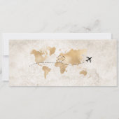 Damask Photo Save the Date Boarding Pass Wereldkaa Kaart (Achterkant)