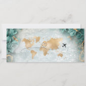 Damask Photo Save the Date Boarding Pass Wereldkaa Kaart (Achterkant)