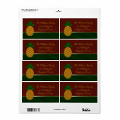 Damask Pineapple Holiday Adresetiketten Etiket (Full Sheet)