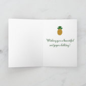 Damask Pineapple Holiday Card Feestdagen Kaart (Binnen)