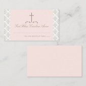 Damask Pink & Cream met Cross Seating Kaart Plaatskaartje (Voorkant / Achterkant)