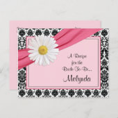 Damask Pink Daisy Recept Kaart voor de bruid (Voorkant / Achterkant)