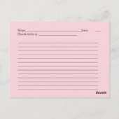 Damask Pink Daisy Recept Kaart voor de bruid (Achterkant)