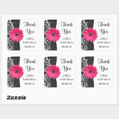 Damask Pink Daisy Wedding Vrijgezellenfeest Dank u Vierkante Sticker (Vel)