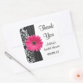 Damask Pink Daisy Wedding Vrijgezellenfeest Dank u Vierkante Sticker (Envelop)