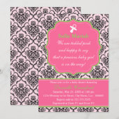 Damask Pink en Green Baby shower Kaart (Voorkant / Achterkant)