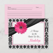 Damask Pink Gerber Daisy Recept Kaart voor de brui (Voorkant / Achterkant)