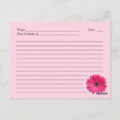 Damask Pink Gerber Daisy Recept Kaart voor de brui (Achterkant)