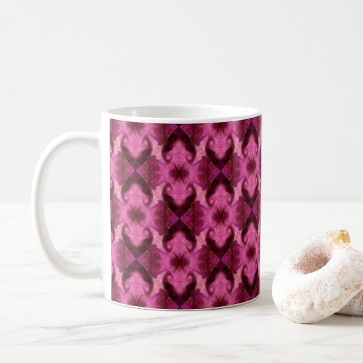 Damask Pink Hearts Koffiemok (Met donut)
