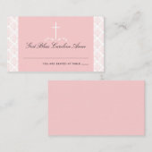 Damask Pink met Cross Seating Kaart Plaatskaartje (Voorkant / Achterkant)