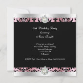 Damask Pink Pearl Diamond Birthday Party Kaart (Achterkant)