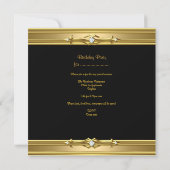 Damask Plum Verjaardagsfeest Goud Zwart Diamant Kaart (Achterkant)