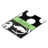 Damask, Polka Dots, Black and White, Jouw naam Notitieboek (Linkerzijde)