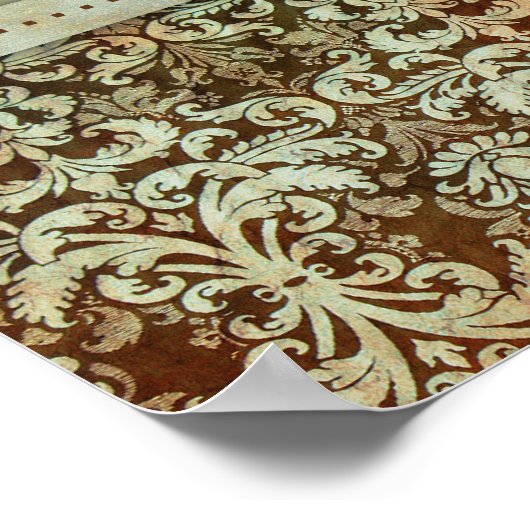 Damask Poster Brown Green (Hoek)