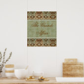  Damask Poster Brown Green (Keuken)