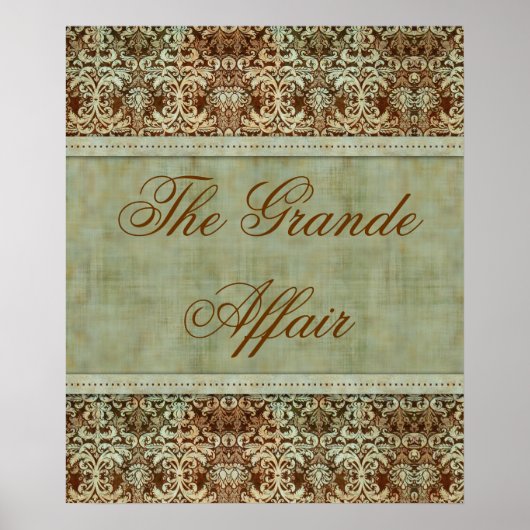  Damask Poster Brown Green (Voorkant)