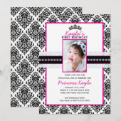 Damask Princess Photo Birthday Invitations 5X7 Kaart (Voorkant / Achterkant)