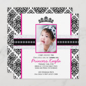 Damask Princess Photo Birthday Invitations 5X7 Kaart (Voorkant / Achterkant)