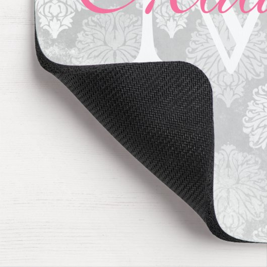 Damask Print Girly Monogram Name Muismat (Hoek)