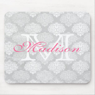 Damask Print Girly Monogram Name Muismat
