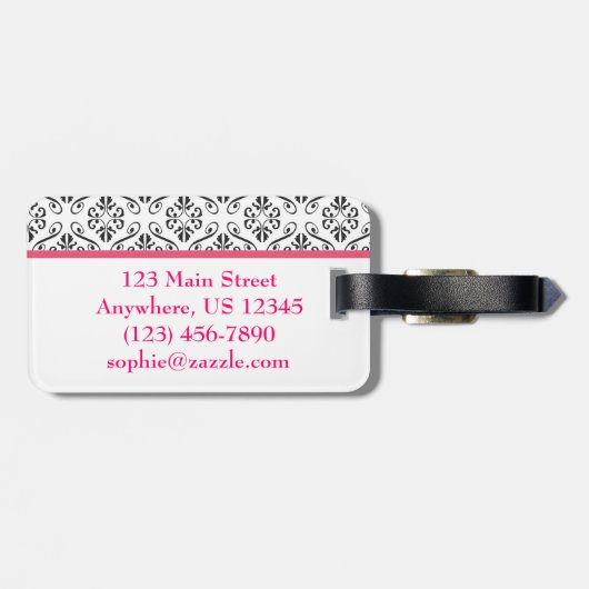Damask Purse Handtas Bagagelabel (Achterkant horizontaal)