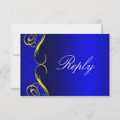 Damask Quarter Blue Reply Card RSVP Kaartje (Achterkant)