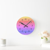 Damask Rainbow Pattern Modern Ronde Klok (Huis)