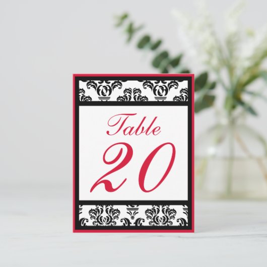 Damask Rand Tafelnummers (Zwart / Rood / Wit) (Staand voorkant)