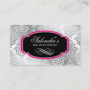 Damask Real Estate Visitekaartje Silver Pink