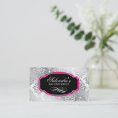 Damask Real Estate Visitekaartje Silver Pink (Staand voorkant)