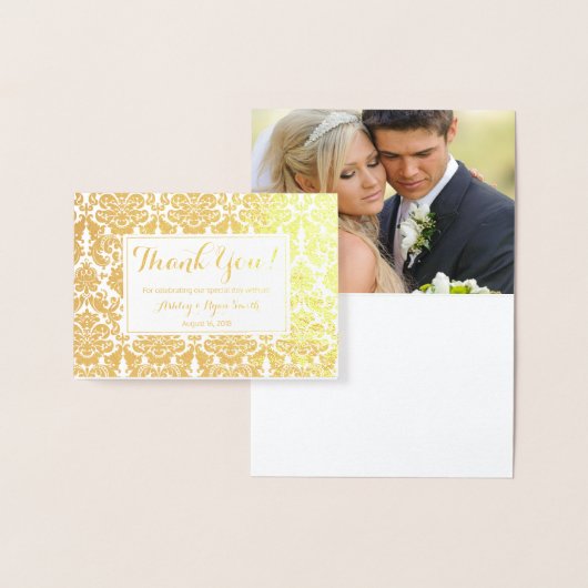 Damask Real Gold Folie Trouwfoto Dank u Folie Kaarten (Display)