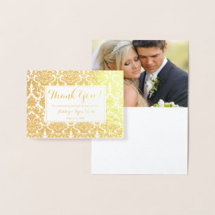Damask Real Gold Folie Trouwfoto Dank u Kaarten