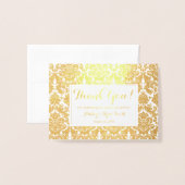 Damask Real Gold Folie Trouwfoto Dank u Kaarten (Voorkant met envelop)